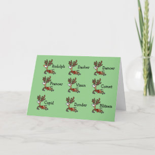 Santa's Reindeer with Face Masks Christmas Card