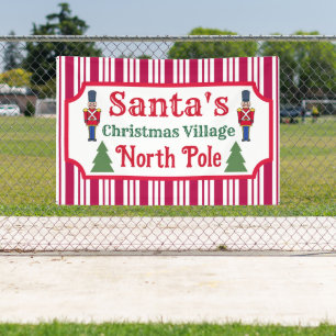 Santa's Retro Christmas Village Sign Banner