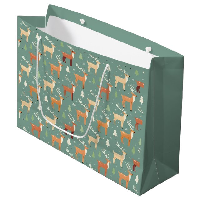 Santa's Retro Reindeer Gift Bag (Front Angled)