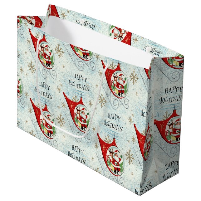 Santa's Retro Rotor Sleigh Large Gift Bag (Front Angled)