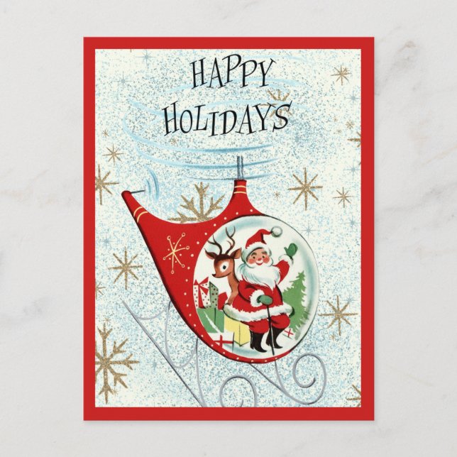 Santa's Retro Rotor Sleigh Postcard (Front)