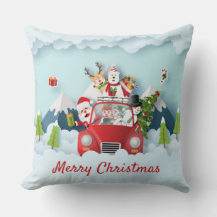Santa's Road Trip Christmas Papercut Cushion