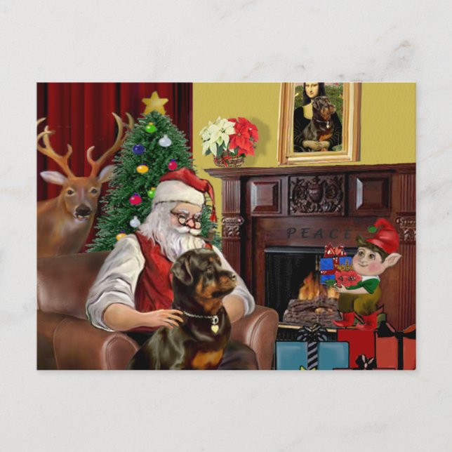 Santa's Rottweiler Holiday Postcard (Front)