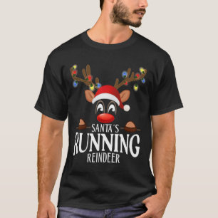 Santa's Running Reindeer Funny Xmas Matching Pjs T-Shirt