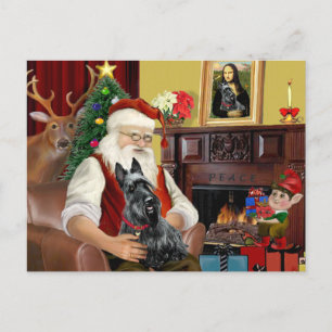 Santa's Scottish Terrier Holiday Postcard