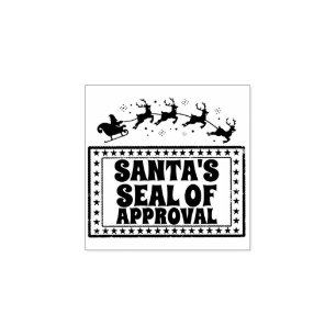 Santa's seal of approval sleigh reindeer frame rubber stamp