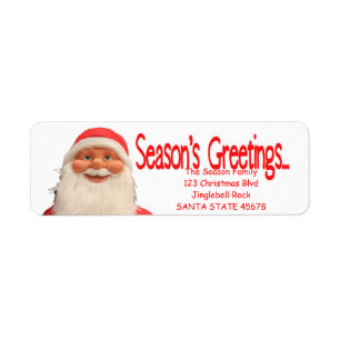 Santa's Season's Greetings Christmas label Return Address Label