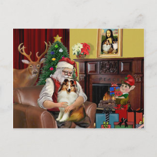 Santa's Sheltie (sw) Holiday Postcard