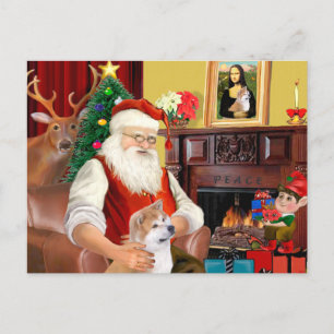 Santa's Shiba Inu (lkup) Holiday Postcard