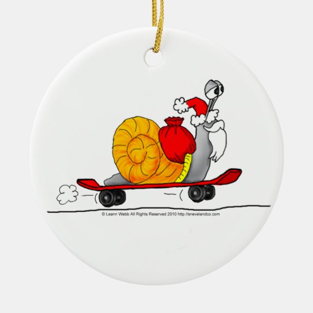 Santa's Skateboard Ceramic Tree Decoration (Front)