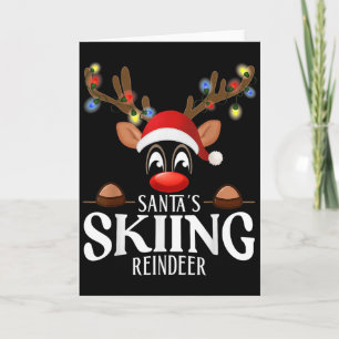 Santas Skiing Reindeer Funny Xmas Matching Pjs  Card