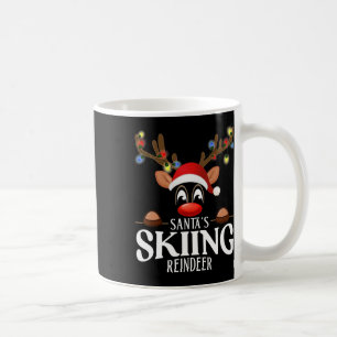 Santa's Skiing Reindeer Funny Xmas Matching Pjs Coffee Mug