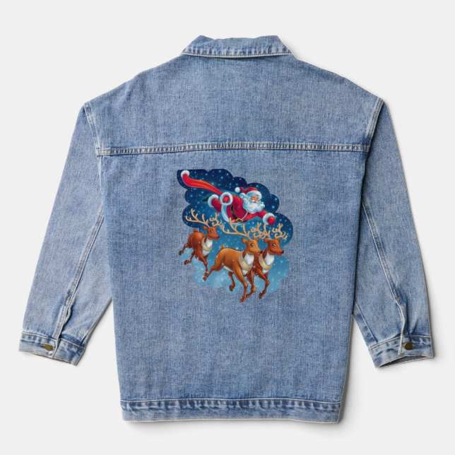 Santa's Sleigh Adventure Denim Jacket (Back)