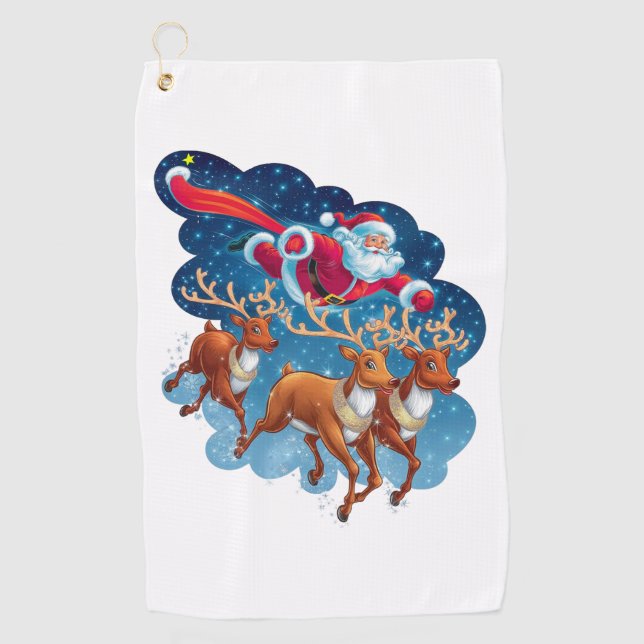 Santa's Sleigh Adventure Golf Towel (Front)
