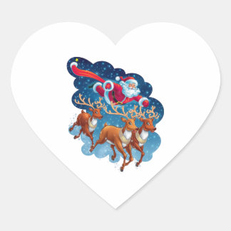 Santa's Sleigh Adventure Heart Sticker