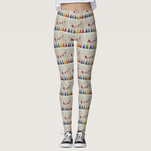 Santa's Sleigh and Colourful Trees Leggings
