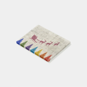 Santa's Sleigh and Colourful Trees Post-it Notes