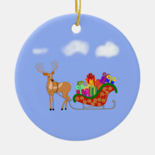 Santa's Sleigh Ceramic Ornament