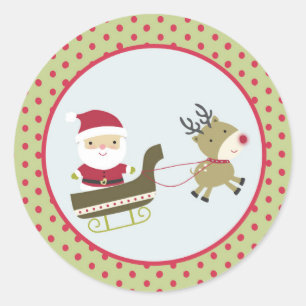 Santa's Sleigh Christmas Envelope Seal Stickers