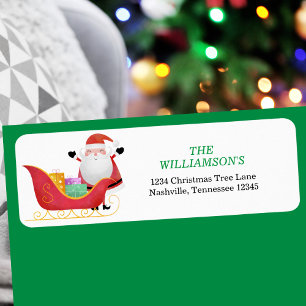 Santa's Sleigh Christmas Return Address Label