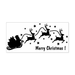 Santa's sleigh Christmas rubber stamp