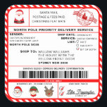 Santas Sleigh Christmas Shipping Label Sticker<br><div class="desc">This Santa's Workshop North Pole Postal Service Christmas shipping label sticker is the perfect way to add a little extra magic to your Christmas wrapping. The sticker can be personalised with your child's name and a preferred method of delivery. All of the text is editable and can be customised to...</div>