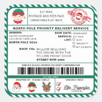 Santas Sleigh Christmas Shipping Label Sticker
