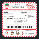 Santas Sleigh Christmas Shipping Label Sticker<br><div class="desc">This Santa's Workshop North Pole Postal Service Christmas shipping label sticker is the perfect way to add a little extra magic to your Christmas wrapping. The sticker can be personalised with your child's name and a preferred method of delivery. All of the text is editable and can be customised to...</div>