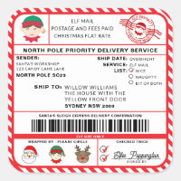 Santas Sleigh Christmas Shipping Label Sticker