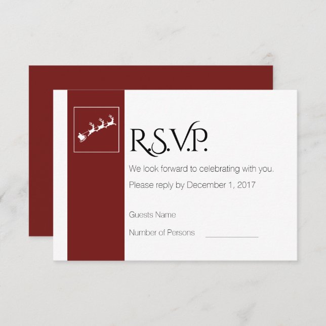Santa's Sleigh Christmas Wedding RSVP Card (Front/Back)