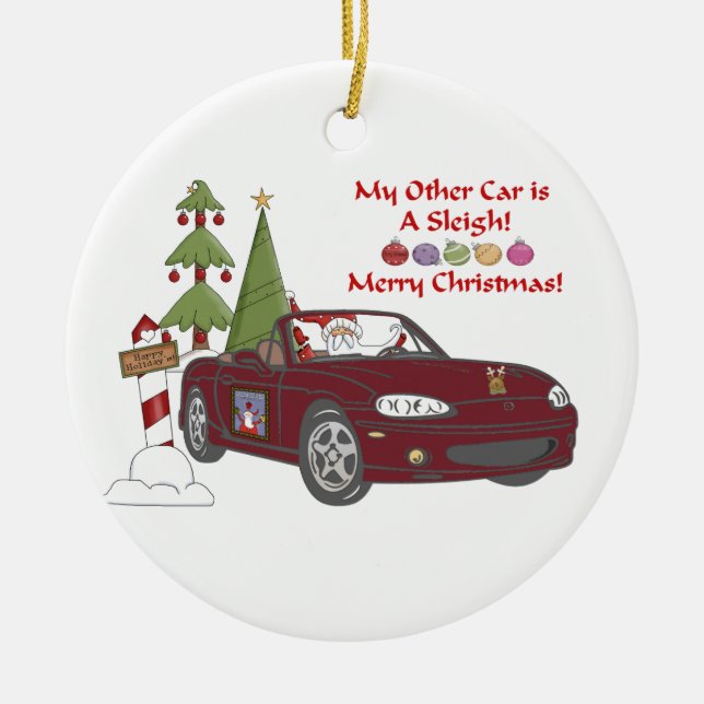 Santa's Sleigh-Copper Ceramic Tree Decoration (Front)