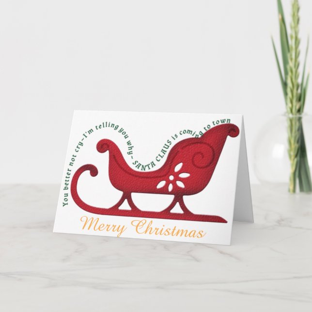 Santa's Sleigh Custom Christmas Card Template (Front)