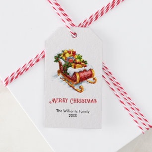 Santa's Sleigh Full of Gifts, Christmas Gift Tags