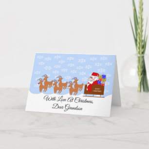 Santa's Sleigh Grandson Christmas Holiday Card
