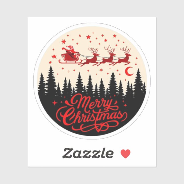 Santa's Sleigh Merry Christmas Forest Scene Art" (Sheet)