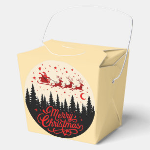 Santa's Sleigh Merry Christmas Forest Scene Art Favour Box