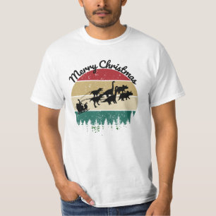 Santas Sleigh pulled by dinosaurs T-Shirt