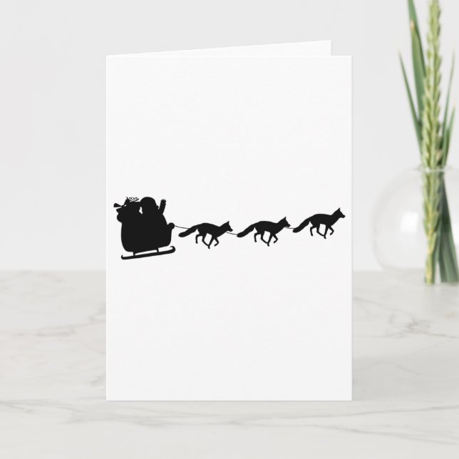 Santas Sleigh Pulled By Foxes - Fox Christmas  Card (Front)
