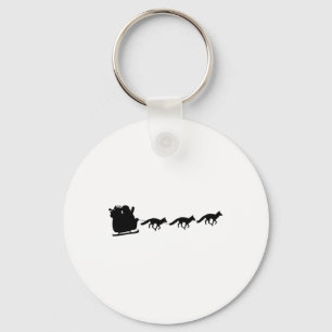 Santas Sleigh Pulled By Foxes - Fox Christmas  Key Ring