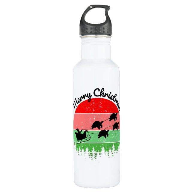 Santas Sleigh pulled by tortoises 710 Ml Water Bottle (Front)