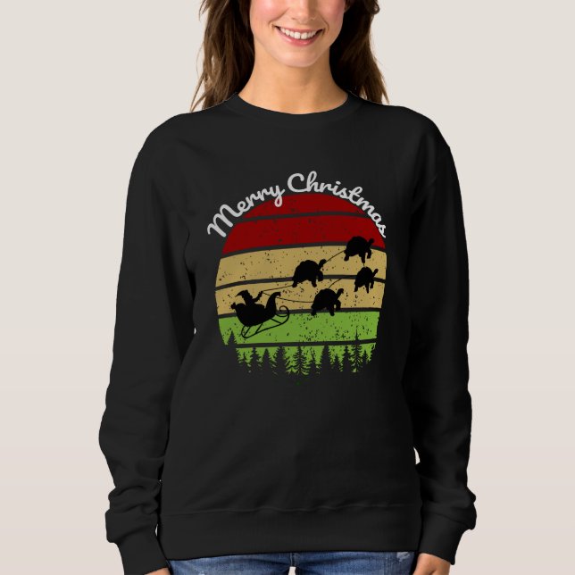Santas Sleigh pulled by tortoises Sweatshirt (Front)