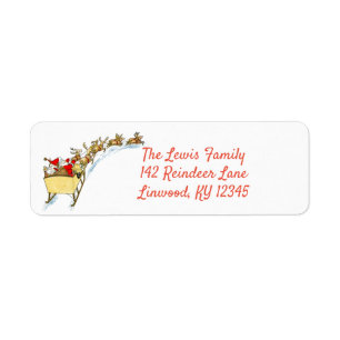 Santa's Sleigh Return Address Label