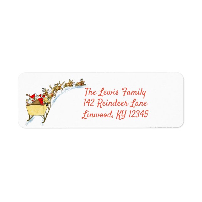 Santa's Sleigh Return Address Label (Front)
