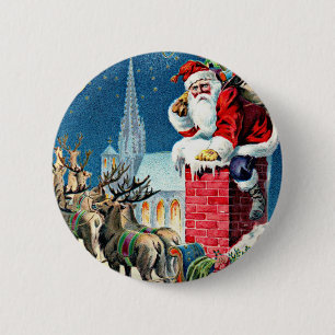 Santa's Sleigh Ride 6 Cm Round Badge