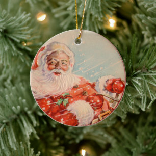 Santas Sleigh Ride Ceramic Ornament