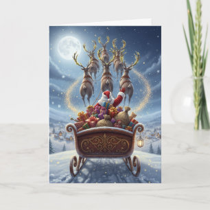 Santa's Sleigh Ride - Christmas Greeting Card