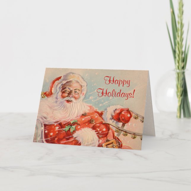 Santas Sleigh Ride Christmas Greeting Card (Front)