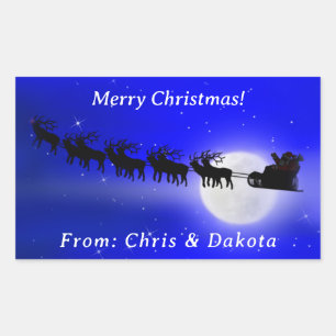 Santa's Sleigh Ride Christmas Rectangular Sticker