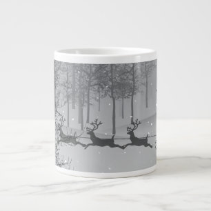 Santa's Sleigh Ride in a Winter Wonderland on a Large Coffee Mug