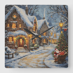 Santa's Sleigh Ride Winter Wonderland Clock